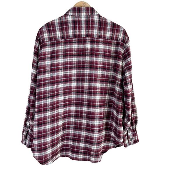 Madewell Flannel Sunday Oversized Shirt Mahaska Plaid Red Gray 100% Cotton Large - Picture 11 of 13